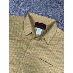 Wrangler 20X Shirt Mens XL Yellow Plaid Short Sleeve‎ Button Up Western Cowboy